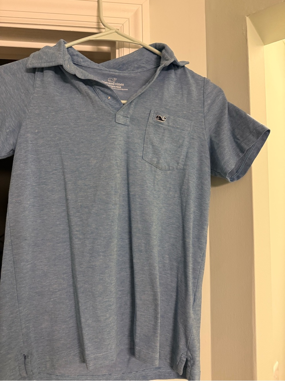 Vineyard Vines Light Blue Heather Short-Sleeve Polo with Pocket